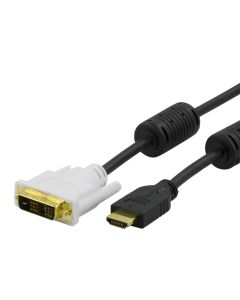 Deltaco Cable HDMI - DVI-D Single Link 2M B/W